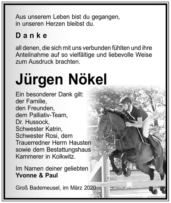 Traueranzeige Jürgen Nökel
