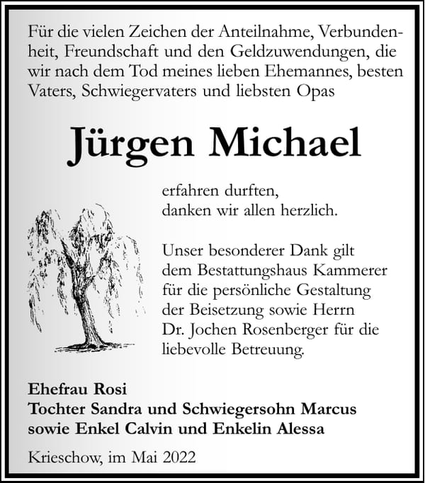 Danksagung Jürgen Michael