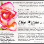 Danksagung Elke Wetzke, geb. Fladrich