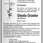 Danksagung Gisela Graske, geb. Neumann