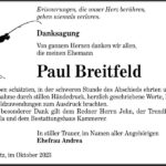 Danksagung Paul Breitfeld