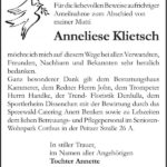 Danksagung Anneliese Klietsch