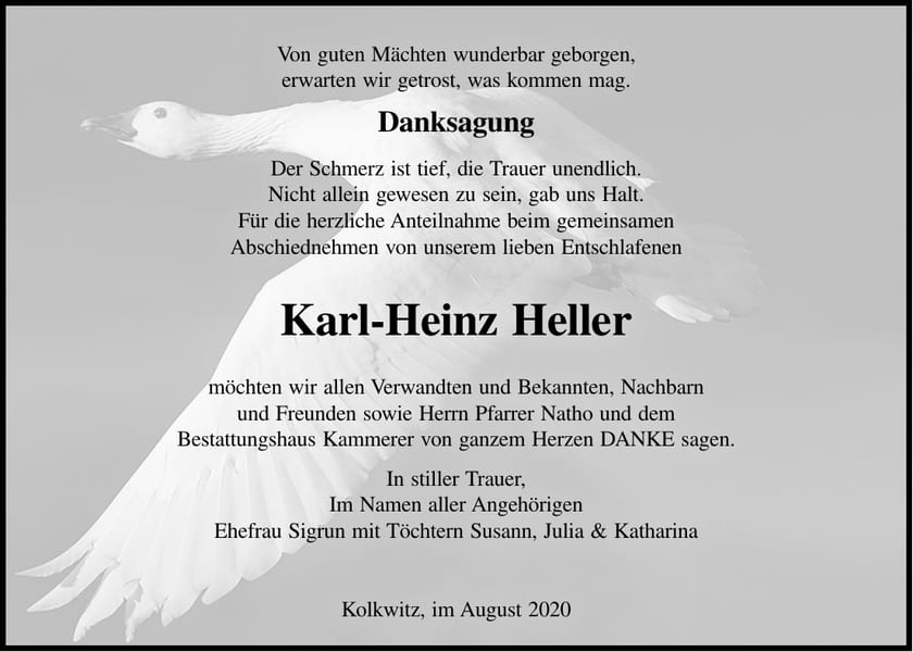 Danksagung Karl-Heinz Heller