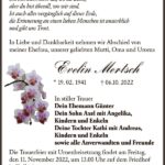Traueranzeige Evelin Mertsch