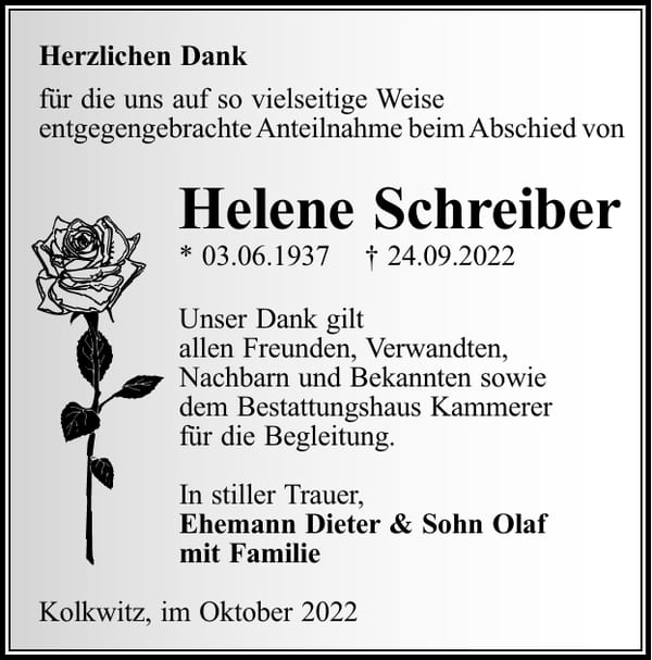 Danksagung Helene Schreiber