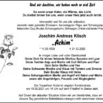 Traueranzeige Joachim Andreas Klisch