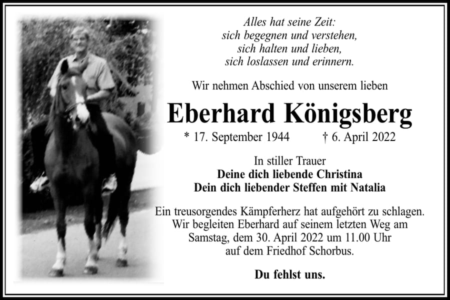 Traueranzeige Eberhard Königsberg