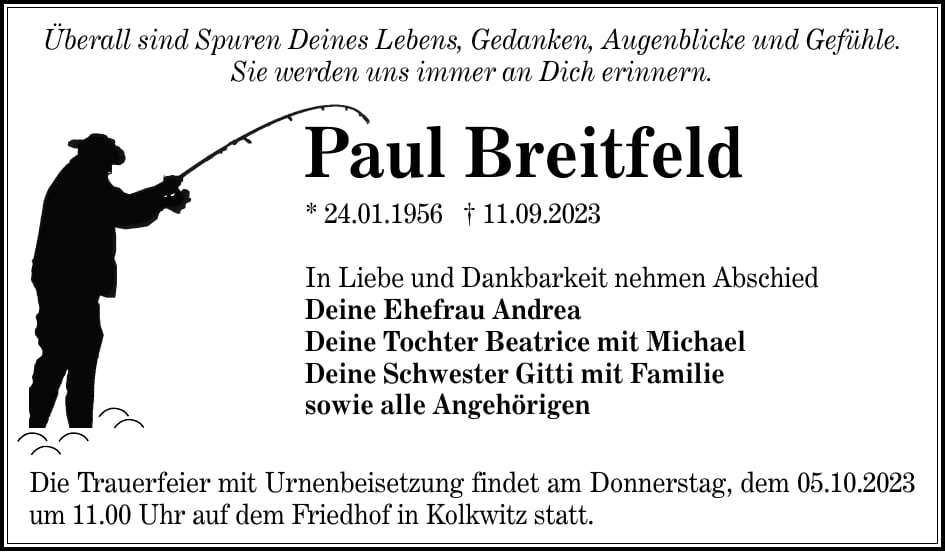Traueranzeige Paul Breitfeld