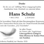Danksagung Hans Schulz
