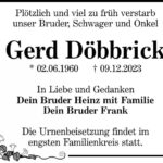 Traueranzeige Gerd Döbbrick