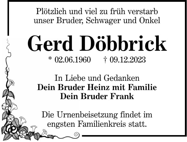Traueranzeige Gerd Döbbrick