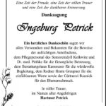 Danksagung Ingeburg Petrick