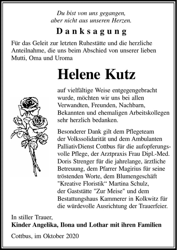 Danksagung Helene Kutz