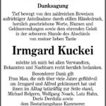 Danksagung Irmgard Kuckei