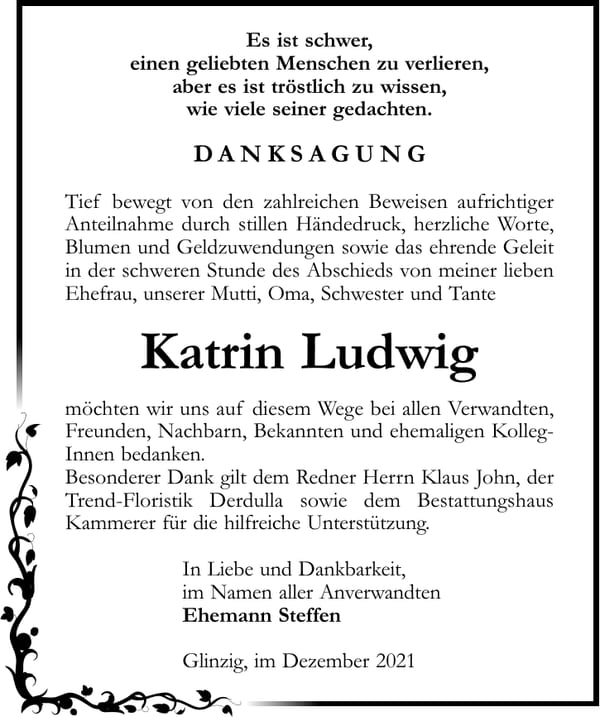 Traueranzeige Katrin Ludwig