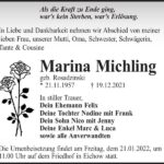 Traueranzeige Marina Michling, geb. Rosadzinski