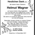 Danksagung Helmut Wagner