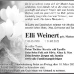 Traueranzeige Elli Weinert, geb. Mattuschka