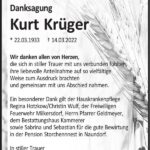 Danksagung Kurt Krüger
