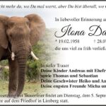 Traueranzeige Ilona David