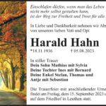 Traueranzeige Harald Hahn