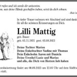 Traueranzeige Lilli Mattig, geb. Bauer