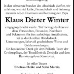 Danksagung Klaus Dieter Winter