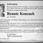 Danksagung Renate Konzack, geb. Schlodder