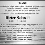Danksagung Dieter Seinwill