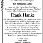 Danksagung Frank Hanke
