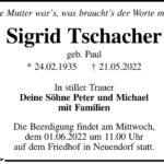Traueranzeige Sigrid Tschacher, geb. Paul