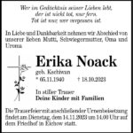 Traueranzeige Erika Noack, geb. Kschiwan