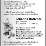 Traueranzeige Johanna Böttcher, geb. Viehmeier