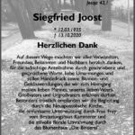 Danksagung Siegfried Joost