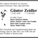 Traueranzeige Günter Zeidler