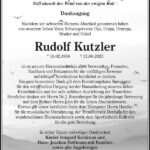 Danksagung Rudolf Kutzler