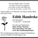 Traueranzeige Edith Handreke, geb. Kirschstein