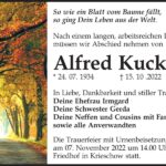 Traueranzeige Alfred Kuckei
