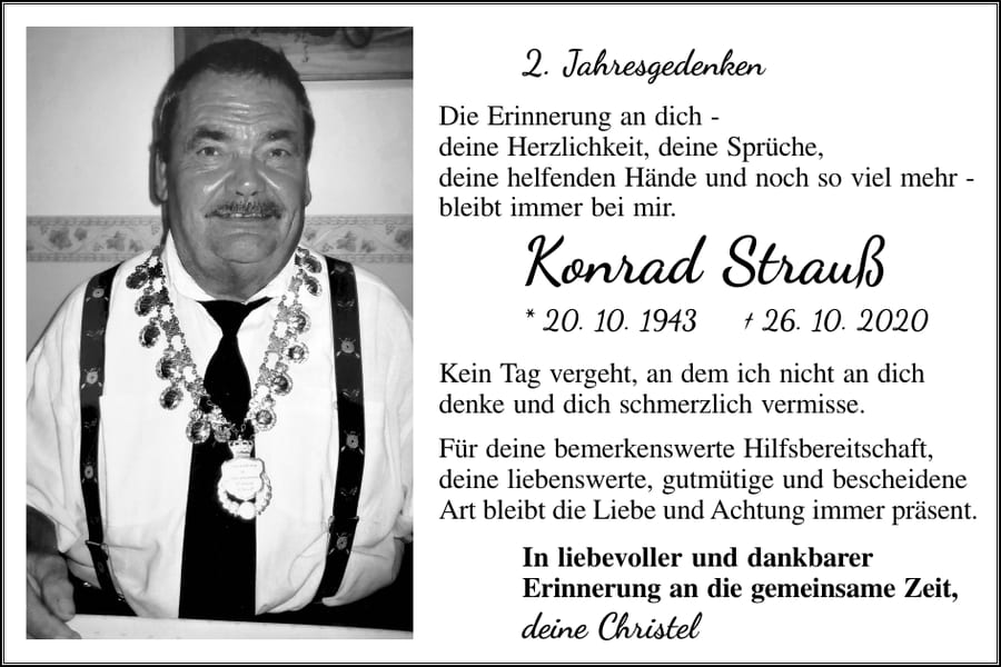 Jahresgedenken Konrad Strauß