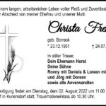 Traueranzeige Christa Frenzel, geb. Borrack