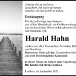 Danksagung Harald Hahn