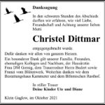 Danksagung Christel Dittmar