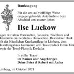 Danksagung Ilse Luckow
