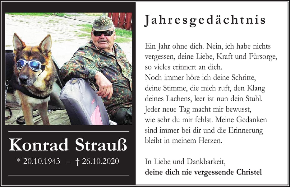 Jahresgedenken Konrad Strauß
