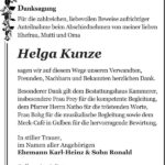 Danksagung Helga Kunze