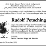 Danksagung Rudolf Petsching
