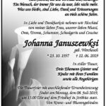 Traueranzeige Johanna Januszewksi, geb. Werchosch