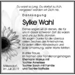 Traueranzeige Sylke Wahl