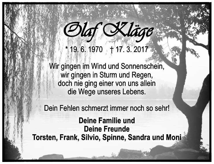 Jahresgedenken Olaf Kläge