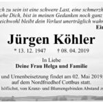 Traueranzeige Jürgen Köhler
